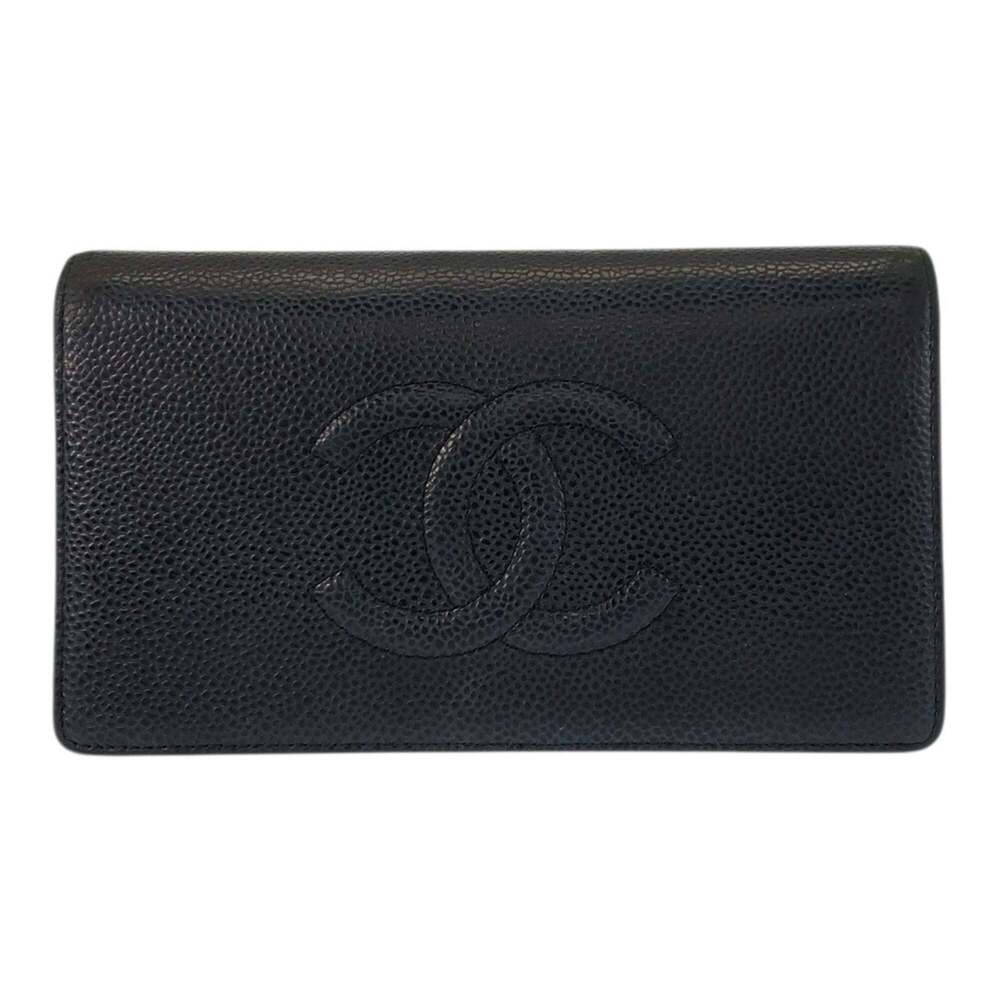 CHANEL Black Leather Logo Wallet - Picture 1 of 9